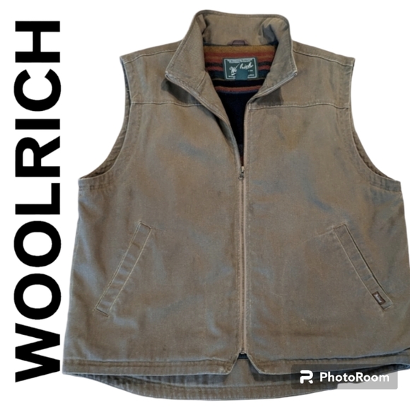 Woolrich Other - VTG Woolrich Full Zip Heavy Duty Cotton Fleece Lined Vest Olive Brown. Men's XL